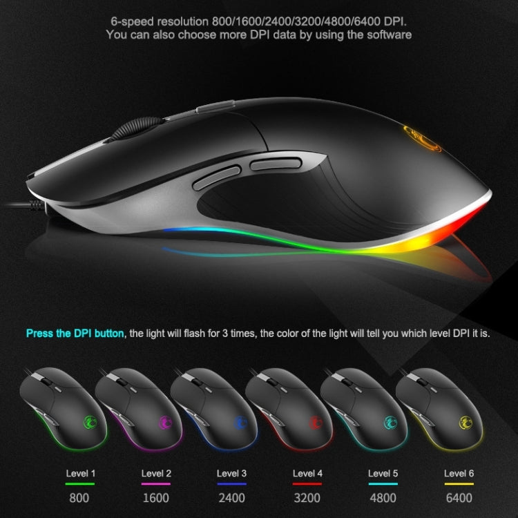 Mouse cablato iMICE X6 Mouse da gioco RGB colorato a 6 pulsanti, X6