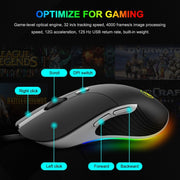 Mouse cablato iMICE X6 Mouse da gioco RGB colorato a 6 pulsanti, X6