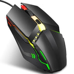 Mouse da gioco cablato luminoso colorato HXSJ S200 USB 2.0 1600 dpi regolabile a 4 tasti, lunghezza: 1,5 m