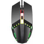 Mouse da gioco cablato luminoso colorato HXSJ S200 USB 2.0 1600 dpi regolabile a 4 tasti, lunghezza: 1,5 m