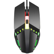 Mouse da gioco cablato luminoso colorato HXSJ S200 USB 2.0 1600 dpi regolabile a 4 tasti, lunghezza: 1,5 m