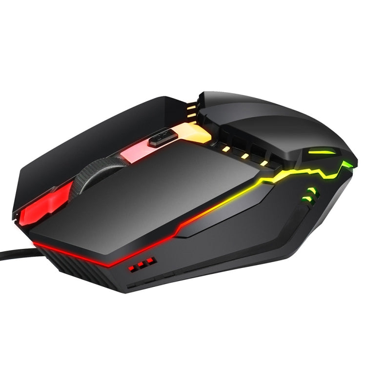 Mouse da gioco cablato luminoso colorato HXSJ S200 USB 2.0 1600 dpi regolabile a 4 tasti, lunghezza: 1,5 m