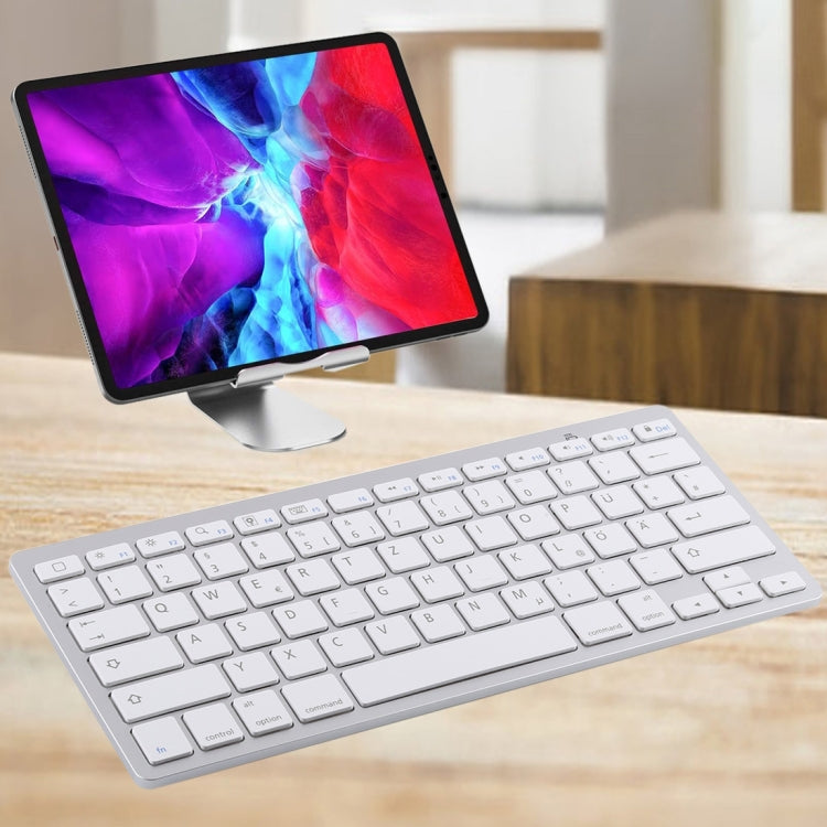 WB-8022 Tastiera Bluetooth wireless ultrasottile per iPad, Samsung, Huawei, Xiaomi, Tablet PC o Smartphone, tasti tedeschi, German Keys