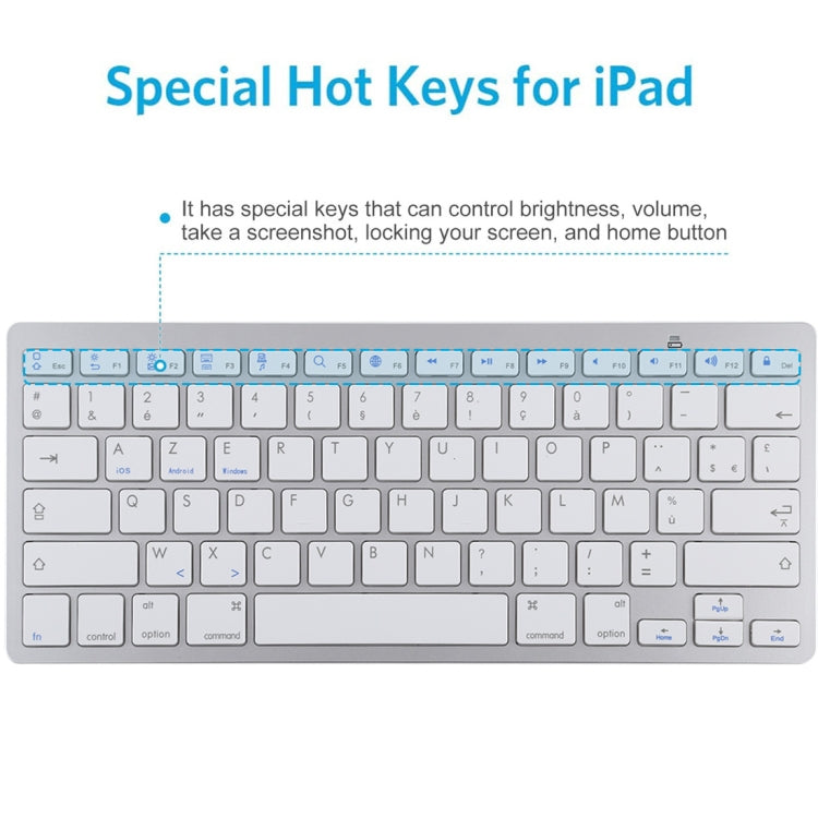 WB-8022 Tastiera Bluetooth wireless ultrasottile per iPad, Samsung, Huawei, Xiaomi, Tablet PC o Smartphone, tasti francesi, French Keys