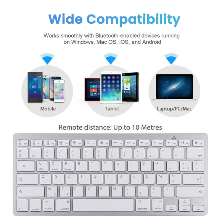 WB-8022 Tastiera Bluetooth wireless ultrasottile per iPad, Samsung, Huawei, Xiaomi, Tablet PC o Smartphone, tasti francesi, French Keys