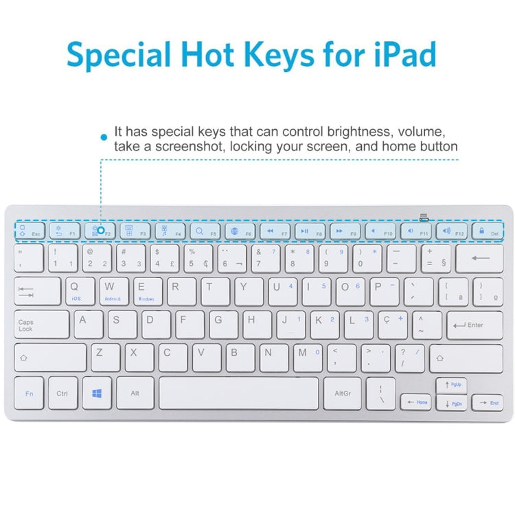 WB-8022 Tastiera Bluetooth wireless ultrasottile per iPad, Samsung, Huawei, Xiaomi, tablet PC o smartphone, tasti portoghesi, Portuguese Keys