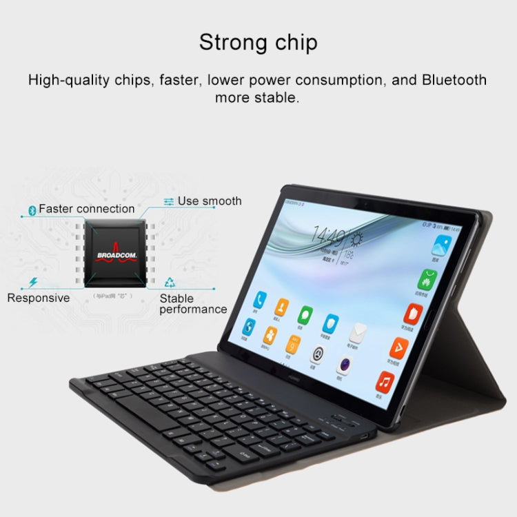 HW108A Tastiera Bluetooth in plastica magnetica retroilluminata staccabile e colorata + custodia per tablet in TPU con motivo in seta per Huawei MediaPad M5 10.8 Pro / 10.8, con slot per penna e staffa                                                   ...