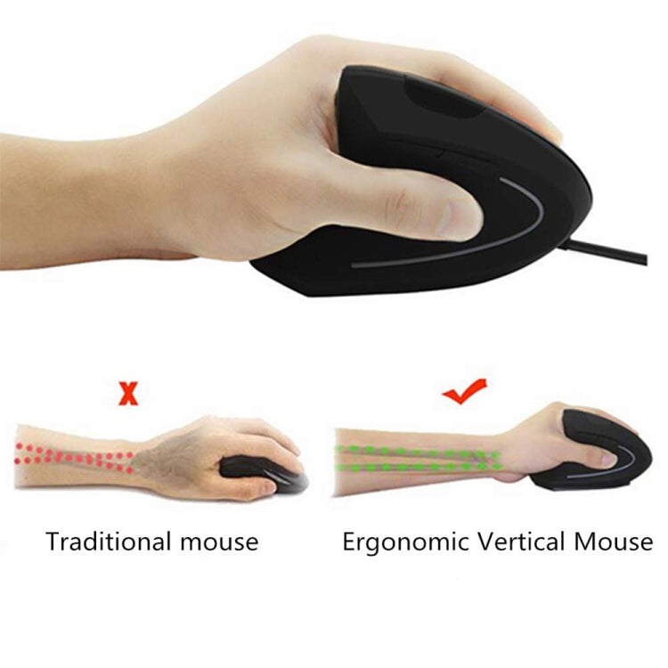 CM0093 Mouse verticale a tre pulsanti versione cablata da 2,4 GHz per mancini, risoluzione: 1000 DPI / 1200 DPI / 1600 DPI, lunghezza cavo: 1,7 m, Wired Version