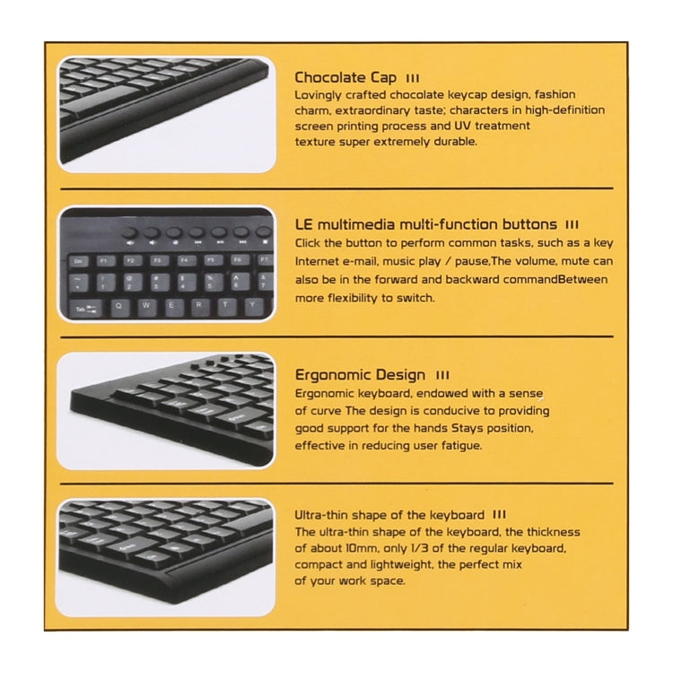 Mini tastiera cablata per notebook multimediale KB-301A, versione araba, Arabic Version