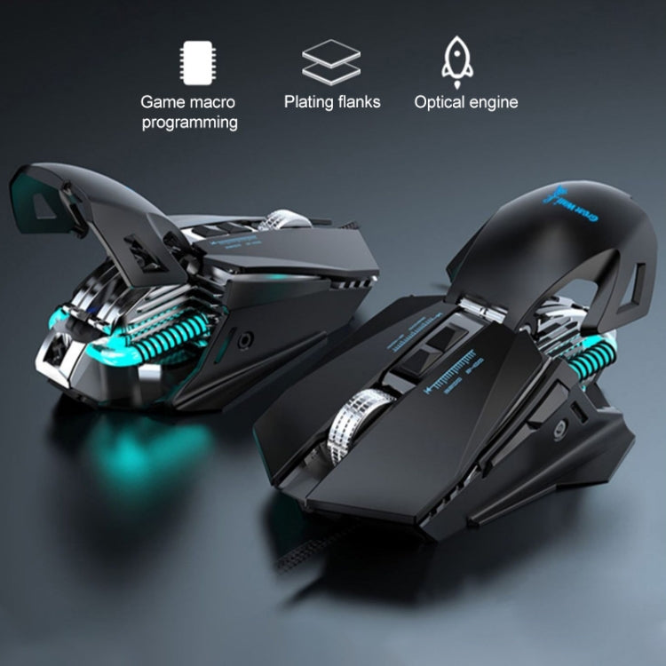 G535 Mouse da gioco meccanico con programmazione macro cablata e illuminazione colorata, G535(Black), G535(Silver)