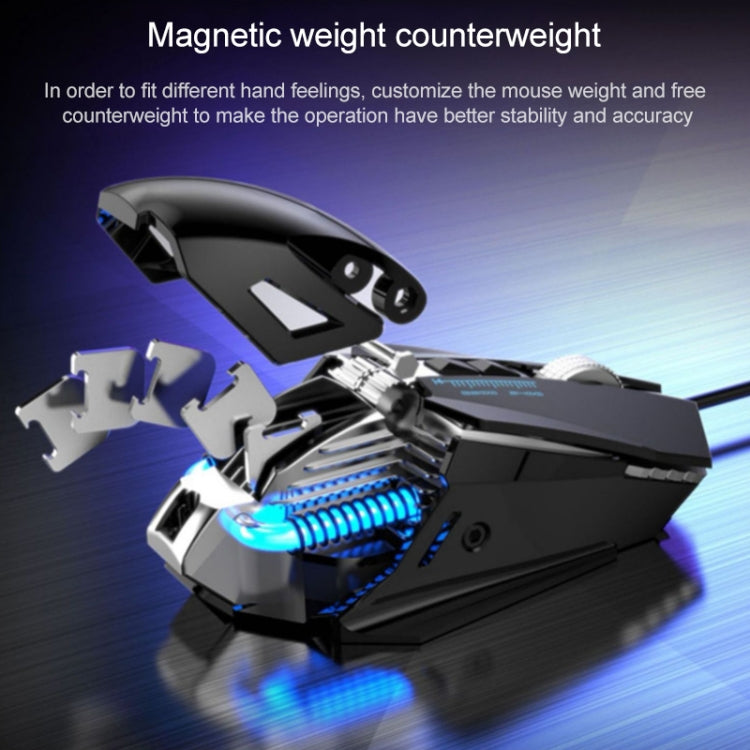G535 Mouse da gioco meccanico con programmazione macro cablata e illuminazione colorata, G535(Black), G535(Silver)