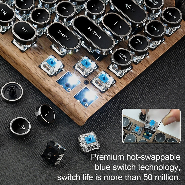 TW1867 Tastiera Bluetooth wireless meccanica con tasti rotondi retrò punk