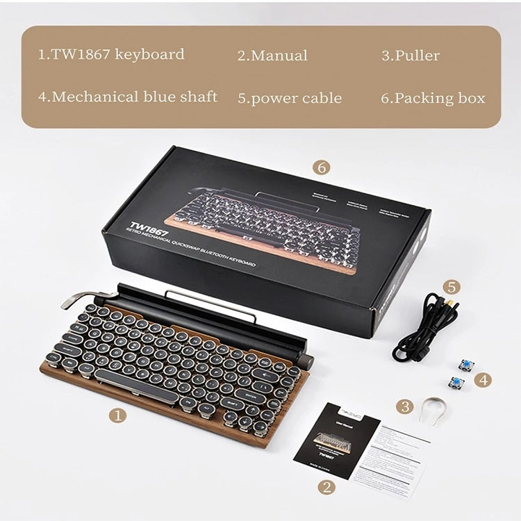 TW1867 Tastiera Bluetooth wireless meccanica con tasti rotondi retrò punk
