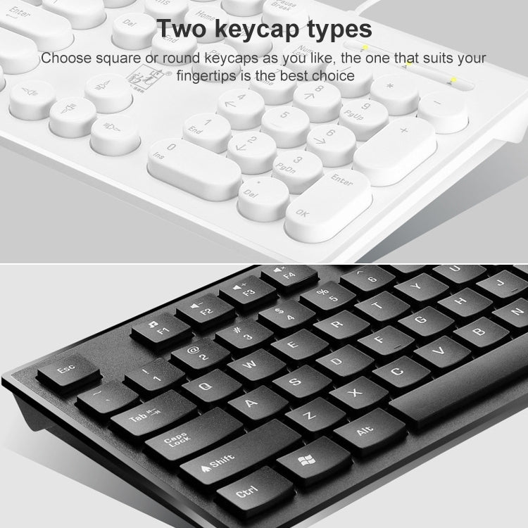 Set tastiera cablata + mouse con tasti quadrati ZGB S500, S500 Square Keycap (Black), S500 Square Keycap (White)