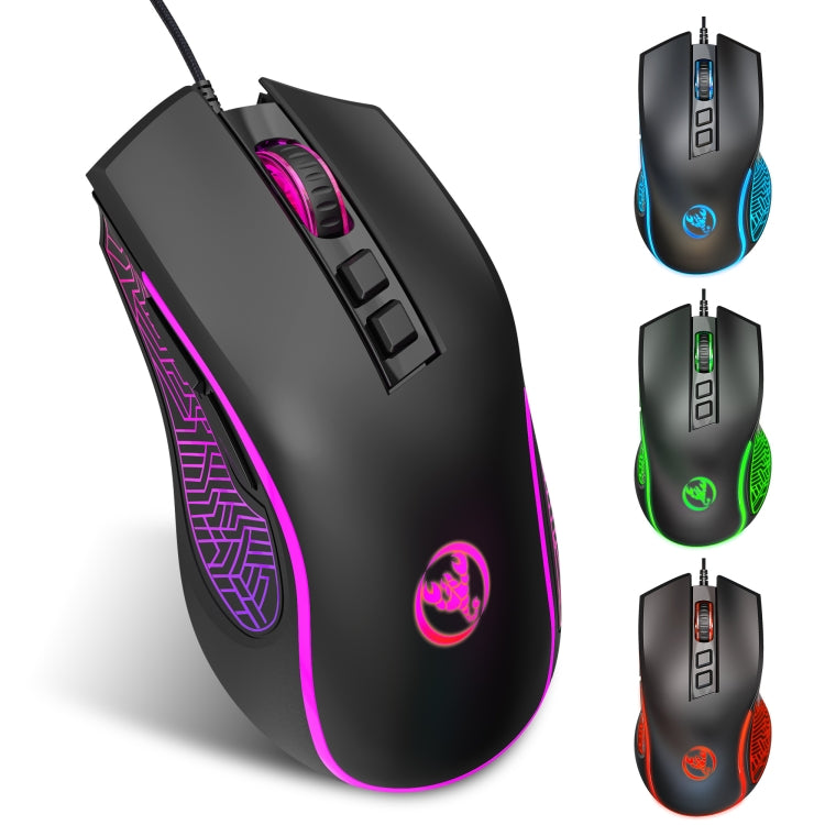 Mouse da gioco cablato HXSJ X100 a 7 pulsanti, 3600 DPI, con luce fredda, lunghezza cavo: 1,5 m