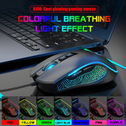 Mouse da gioco cablato HXSJ X100 a 7 pulsanti, 3600 DPI, con luce fredda, lunghezza cavo: 1,5 m