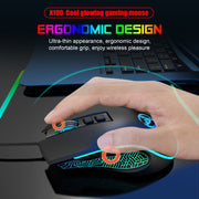 Mouse da gioco cablato HXSJ X100 a 7 pulsanti, 3600 DPI, con luce fredda, lunghezza cavo: 1,5 m