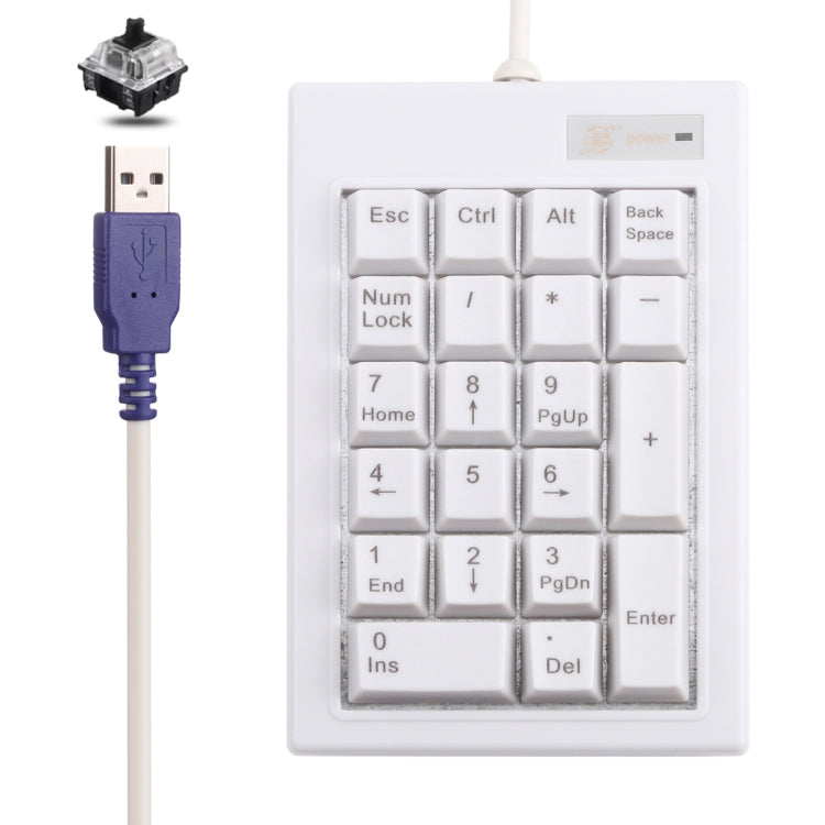 DX-21A Mini tastiera numerica meccanica con albero nero cablato USB a 21 tasti, DX-21A