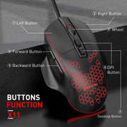 MKESPN X11 Mouse da gioco cablato a macrodefinizione a 7 pulsanti 7200 DPI RGB, x11