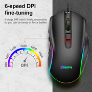 MKESPN X9 Mouse cablato da gioco con definizione macro RGB a 10 pulsanti 7200 DPI, x9