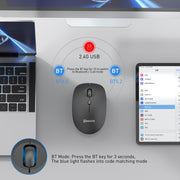 MKESPN 859 Mouse wireless a tre modalità 2.4G+BT5.0+BT3.0, 2.4G+BT5.0+BT3.0