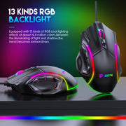 MKESPN X15 Mouse cablato RGB con definizione macro a 12 pulsanti a piena velocità 12800 DPI, x15