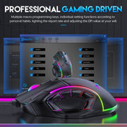MKESPN X15 Mouse cablato RGB con definizione macro a 12 pulsanti a piena velocità 12800 DPI, x15