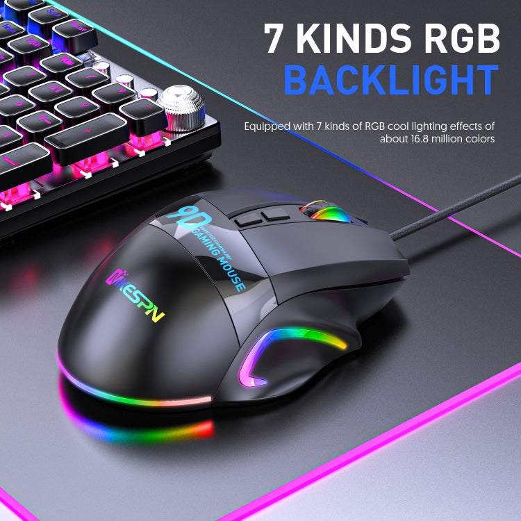 MKESPN X10 Mouse da gioco con definizione macro cablata RGB a 9 pulsanti, Macro Definition