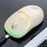 iMICE W-618 Mouse wireless silenzioso Bluetooth ricaricabile a 4 pulsanti 1600 DPI 2,4 GHz per computer PC portatile, W-618 2.4GHz & Bluetooth