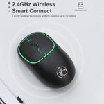 iMICE W-618 Mouse wireless silenzioso Bluetooth ricaricabile a 4 pulsanti 1600 DPI 2,4 GHz per computer PC portatile, W-618 2.4GHz & Bluetooth