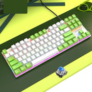 FOREV FV-301 Tastiera da gioco meccanica Blue Axis a 87 tasti, lunghezza cavo: 1,6 m, Black + Grey, Black + Red, White + Pink, White + Green, White + Blue, White + Yellow