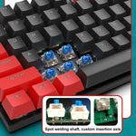 FOREV FV-301 Tastiera da gioco meccanica Blue Axis a 87 tasti, lunghezza cavo: 1,6 m, Black + Grey, Black + Red, White + Pink, White + Green, White + Blue, White + Yellow