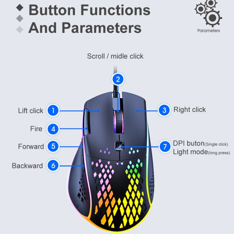 Mouse da gioco iMICE T97 RGB LED USB 7 pulsanti Mouse da gioco cablato 7200 DPI