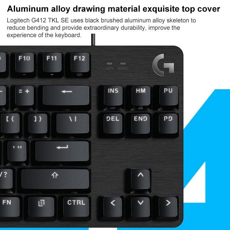 Logitech G412 TKL SE Gioco cablato Tastiera meccanica silenziosa a 104 tasti, G412 TKL SE