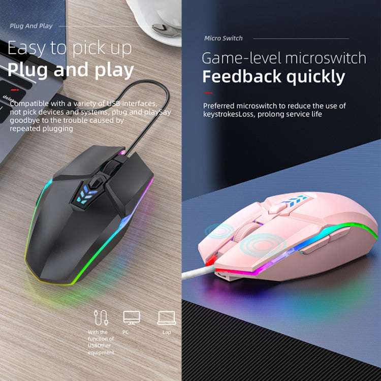 Mouse da gioco da ufficio cablato USB leggero colorato S700