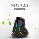 DELUX M618 Plus Mouse ottico cablato RGB Mouse verticale ergonomico 4000 DPI, 4000DPI Wired