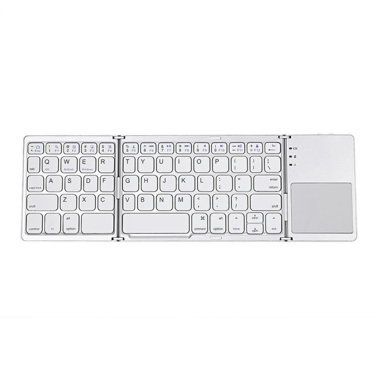 B033 Tastiera wireless Bluetooth ricaricabile a 3 pieghe, 64 tasti, con touchpad, 3-Folding 64 Keys with Touchpad White, 3-Folding 64 Keys with Touchpad Black