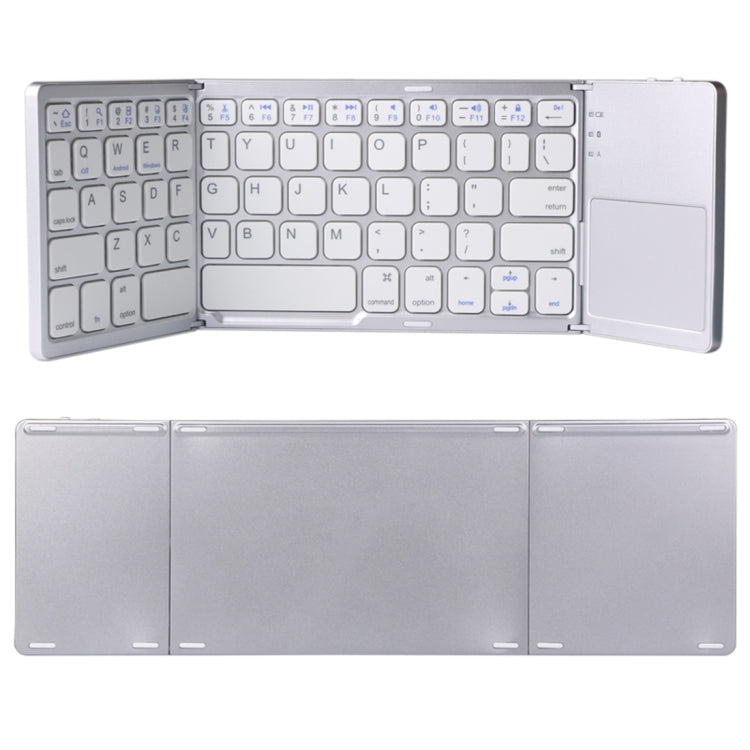 B033 Tastiera wireless Bluetooth ricaricabile a 3 pieghe, 64 tasti, con touchpad, 3-Folding 64 Keys with Touchpad White, 3-Folding 64 Keys with Touchpad Black