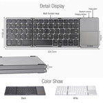B033 Tastiera wireless Bluetooth ricaricabile a 3 pieghe, 64 tasti, con touchpad, 3-Folding 64 Keys with Touchpad White, 3-Folding 64 Keys with Touchpad Black