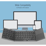 B033 Tastiera wireless Bluetooth ricaricabile a 3 pieghe, 64 tasti, con touchpad, 3-Folding 64 Keys with Touchpad White, 3-Folding 64 Keys with Touchpad Black