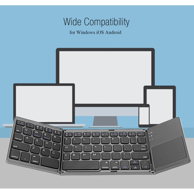 B033 Tastiera wireless Bluetooth ricaricabile a 3 pieghe, 64 tasti, con touchpad, 3-Folding 64 Keys with Touchpad White, 3-Folding 64 Keys with Touchpad Black