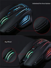 Mouse da gioco ottico con cavo USB competitivo a luce colorata serie Aula Ghost Shark II, risoluzione massima di 4000 DPI, Ghost Shark II(W), Ghost Shark II(B)