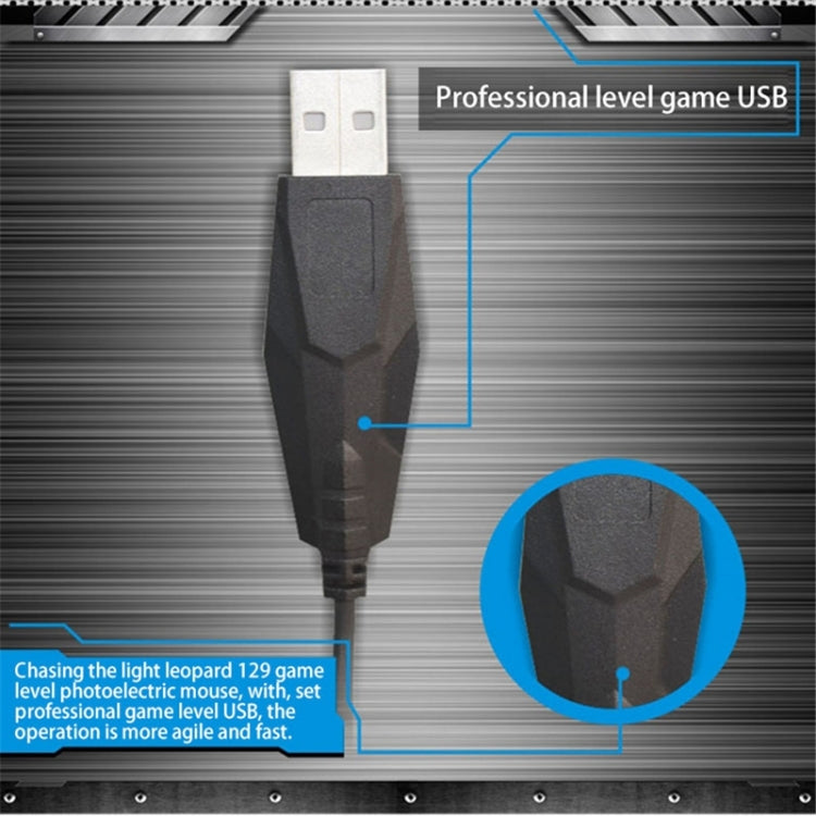 Chasing Leopard 129 Mouse da gioco ottico cablato universale USB con contrappeso, lunghezza: 1,3 m, 129