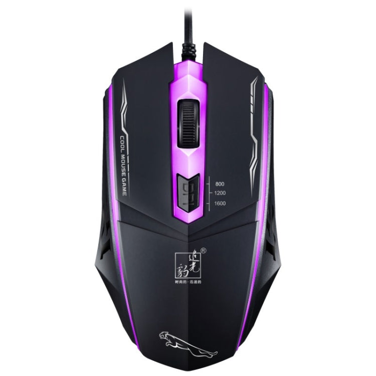 Chasing Leopard 199 Mouse da gioco ottico cablato con retroilluminazione a LED regolabile USB 1600 DPI a tre velocità, lunghezza: 1,3 m, 199 Black, 199