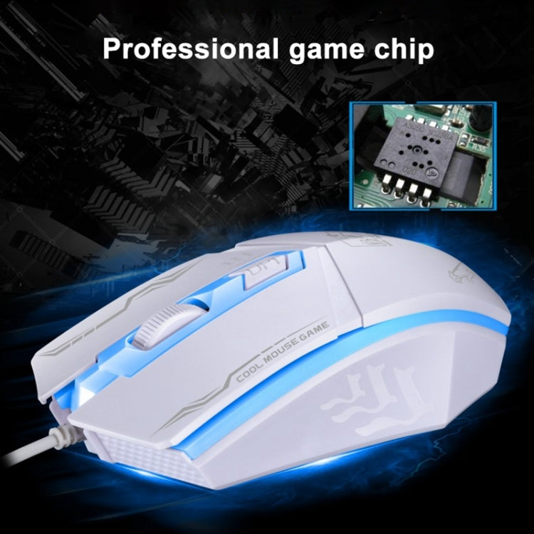 Chasing Leopard 199 Mouse da gioco ottico cablato con retroilluminazione a LED regolabile USB 1600 DPI a tre velocità, lunghezza: 1,3 m, 199 Black, 199 White