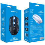 Chasing Leopard 199 Mouse da gioco ottico cablato con retroilluminazione a LED regolabile USB 1600 DPI a tre velocità, lunghezza: 1,3 m, 199 Black, 199