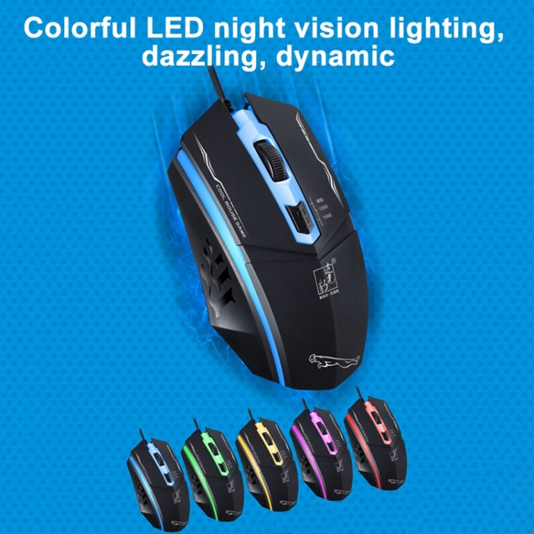 Chasing Leopard 199 Mouse da gioco ottico cablato con retroilluminazione a LED regolabile USB 1600 DPI a tre velocità, lunghezza: 1,3 m, 199 Black, 199 White