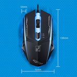 Chasing Leopard 199 Mouse da gioco ottico cablato con retroilluminazione a LED regolabile USB 1600 DPI a tre velocità, lunghezza: 1,3 m, 199 Black, 199