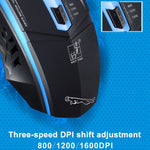 Chasing Leopard 199 Mouse da gioco ottico cablato con retroilluminazione a LED regolabile USB 1600 DPI a tre velocità, lunghezza: 1,3 m, 199 Black, 199