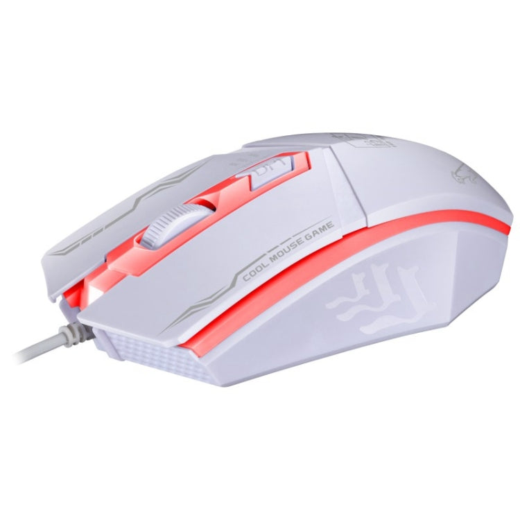 Chasing Leopard 199 Mouse da gioco ottico cablato con retroilluminazione a LED regolabile USB 1600 DPI a tre velocità, lunghezza: 1,3 m, 199 Black, 199 White